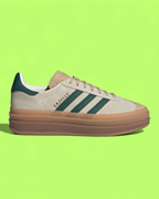 ADIDAS GAZELLE BOLD PLATFORM BEIGE GREEN GUM SUEDE SNEAKERS