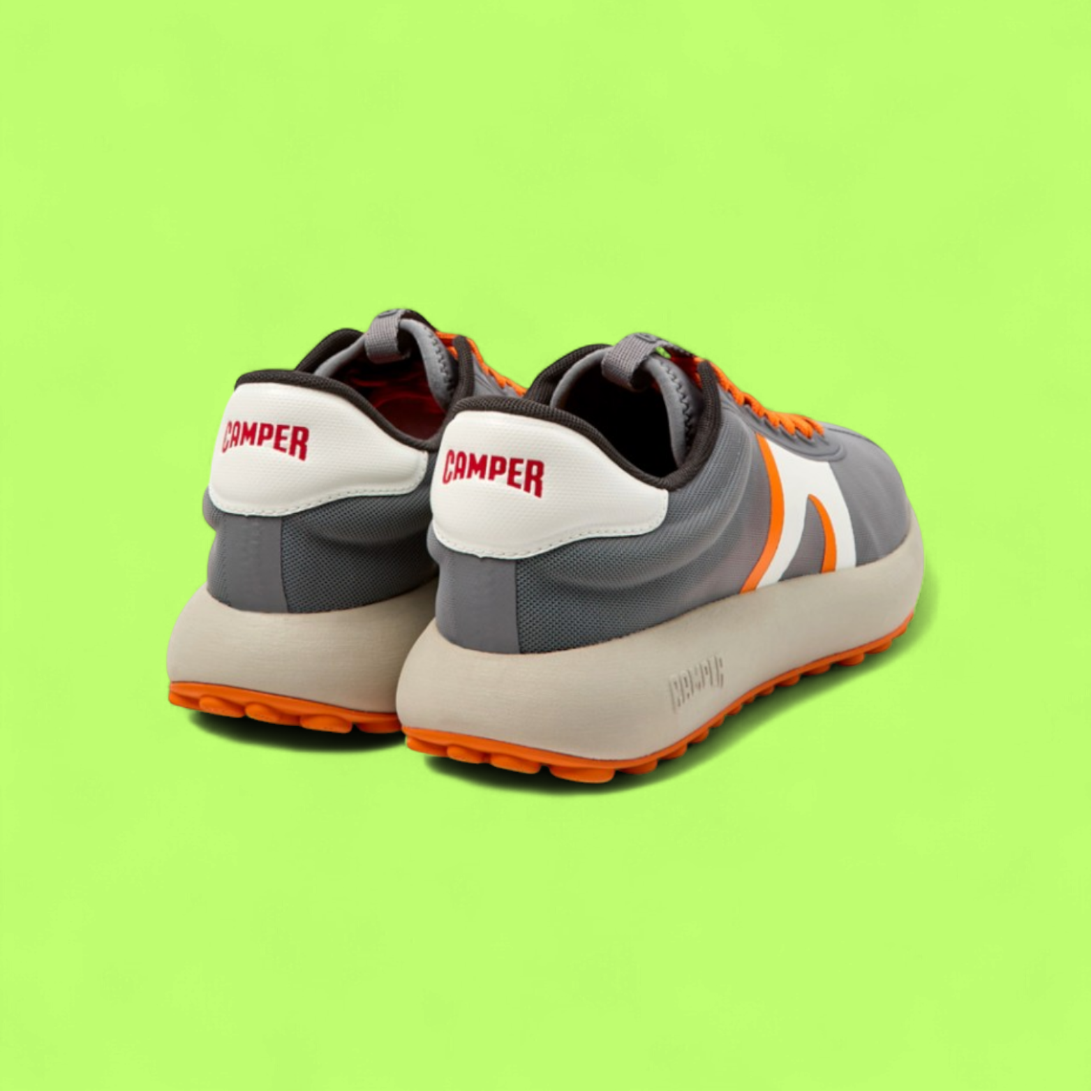 CAMPER GRAY ORANGE LOW TOP SNEAKERS WITH WHITE MIDSOLE