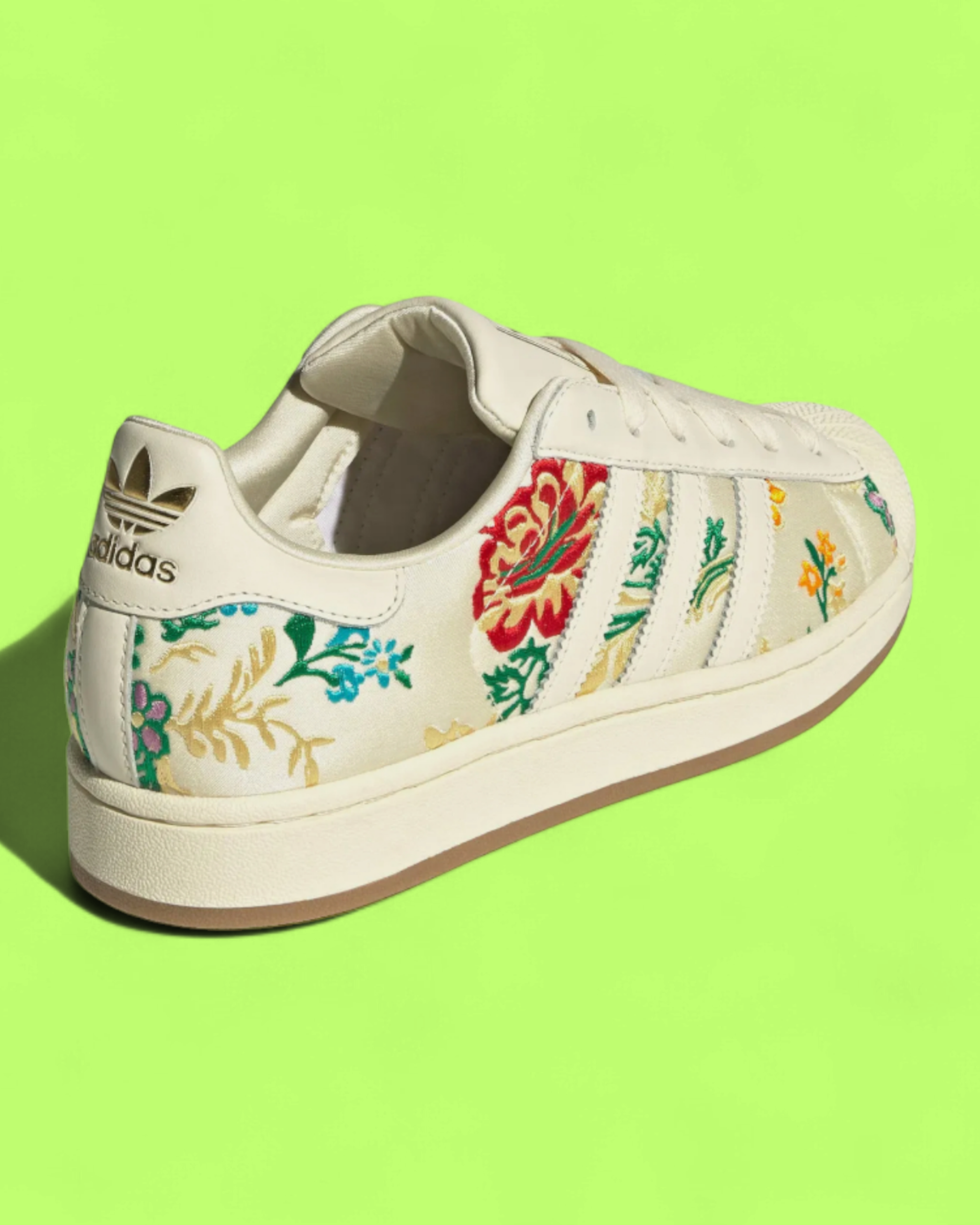 ADIDAS SUPERSTAR FLORAL EMBROIDERED WHITE CASUAL RETRO SNEAKER