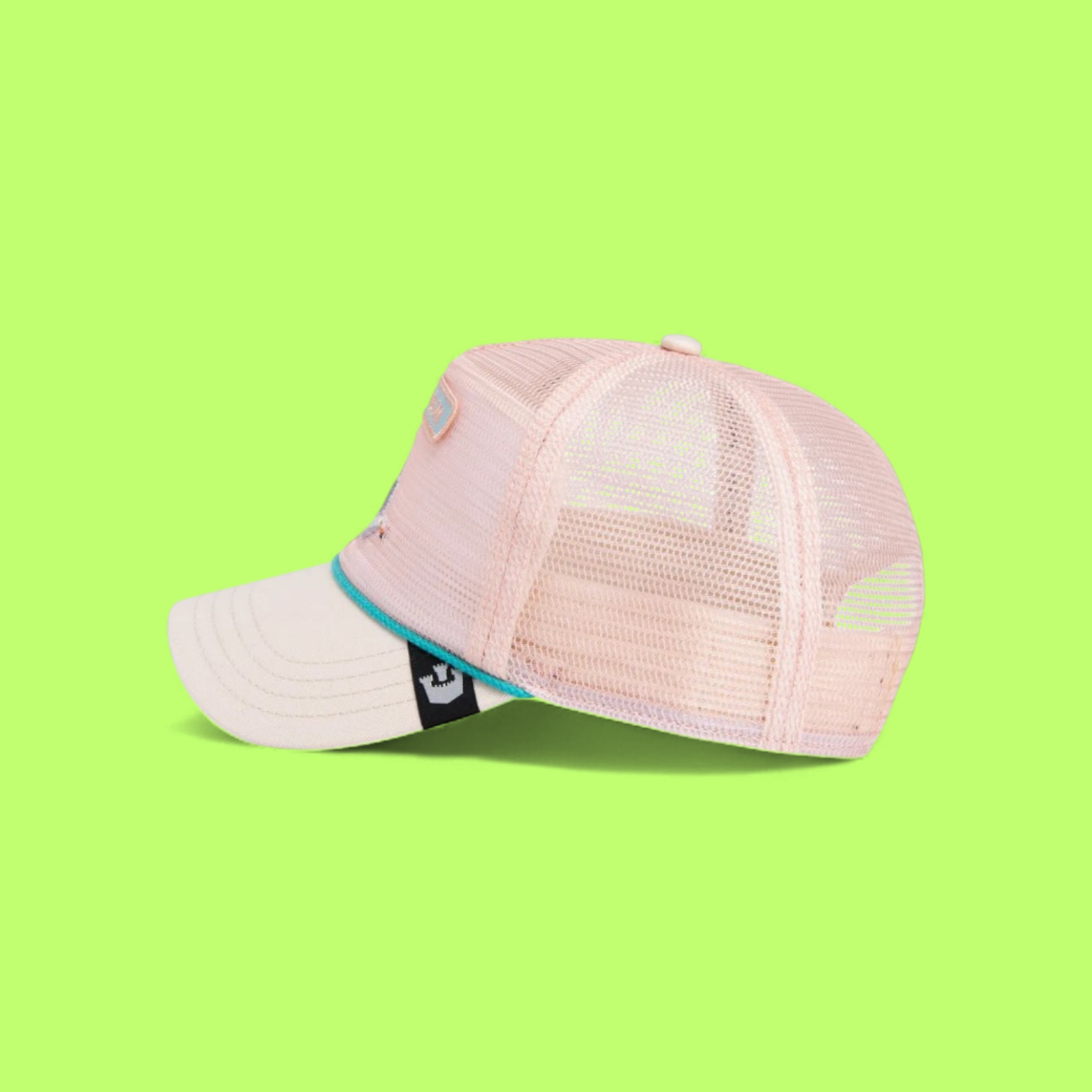 PINK BEACH BUM CAP WITH SEAGULL EMBROIDERY AND WHITE BRIM