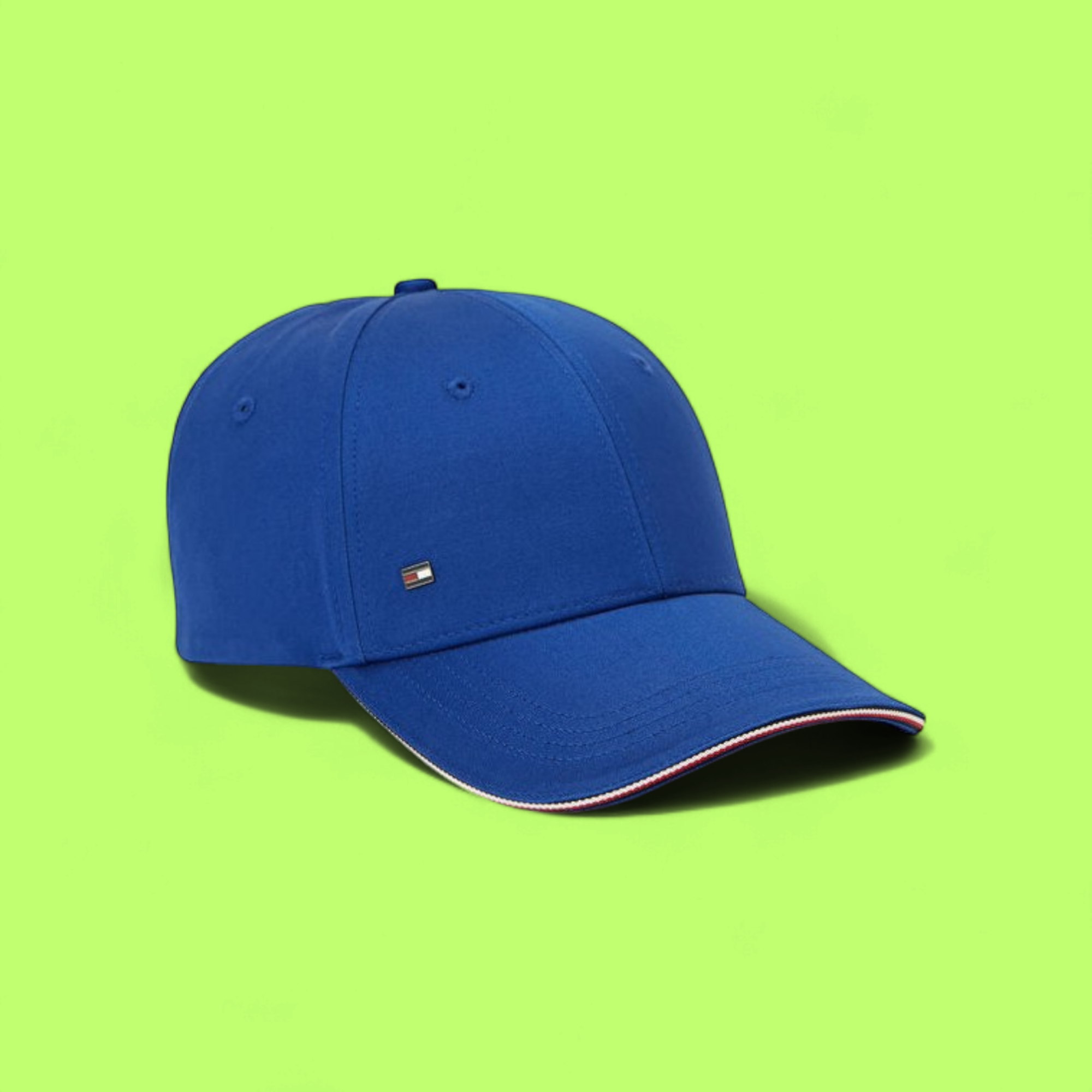 TOMMY HILFIGER BLUE COTTON CAP WITH SMALL EMBROIDERED FLAG
