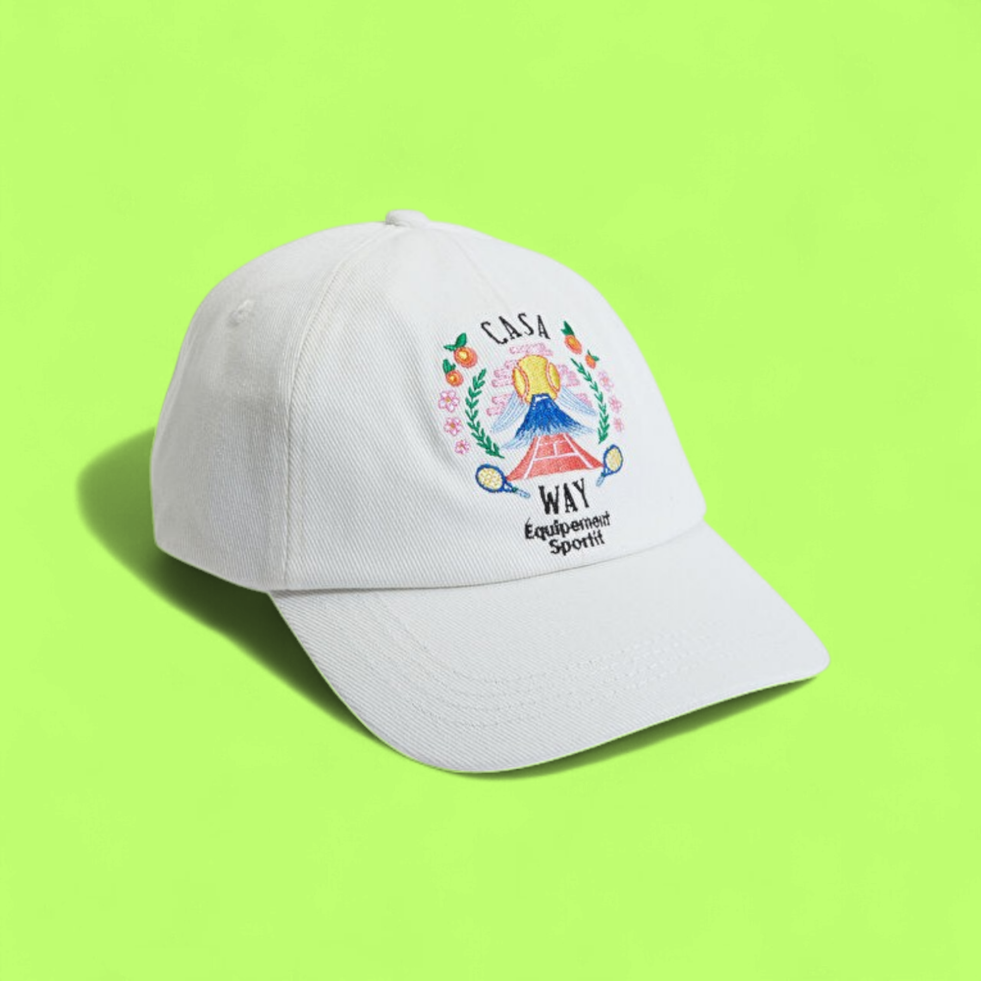 CASABLANCA WHITE BASEBALL CAP WITH COLORFUL EMBROIDERED LOGO