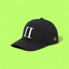 BLACK BASEBALL CAP WITH WHITE ROMAN NUMERAL II EMBROIDERY