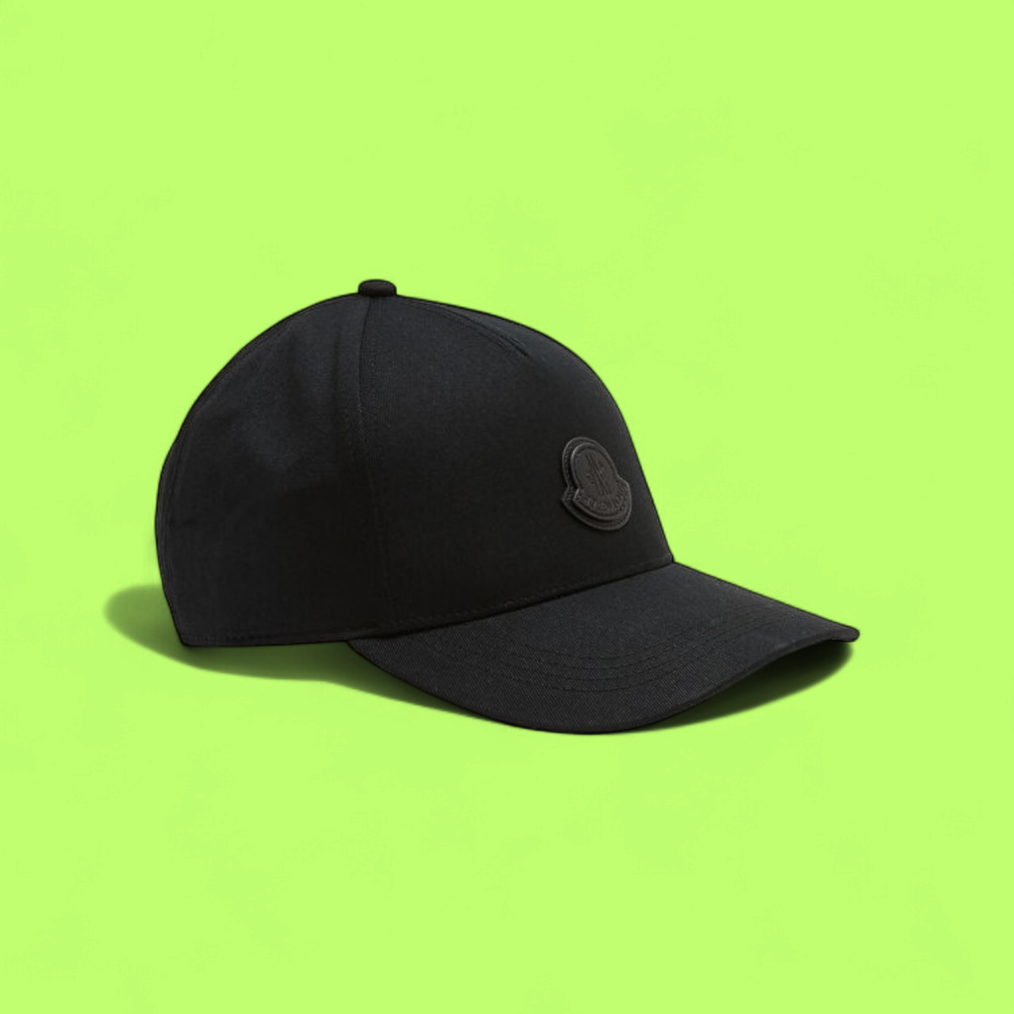 BLACK MONCLER BASEBALL CAP WITH EMBROIDERED LOGO AND STRAP