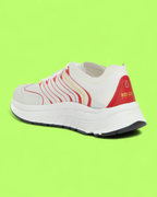 KENZO WHITE RED PERFORMANCE RUNNING SNEAKERS WITH GOLD LOGO