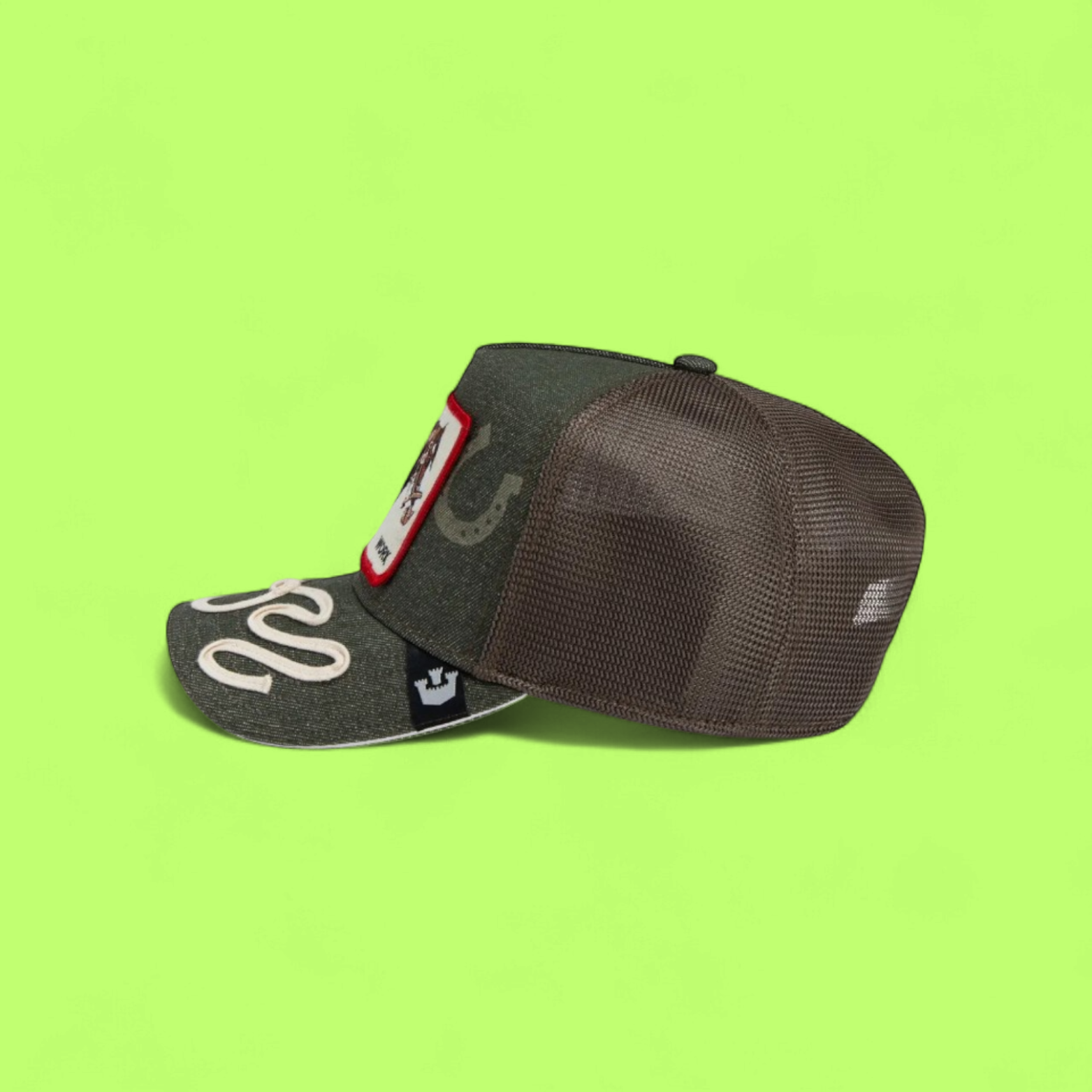 GREEN WESTERN HORSE CAP WITH WORK EMBROIDERED PATCH