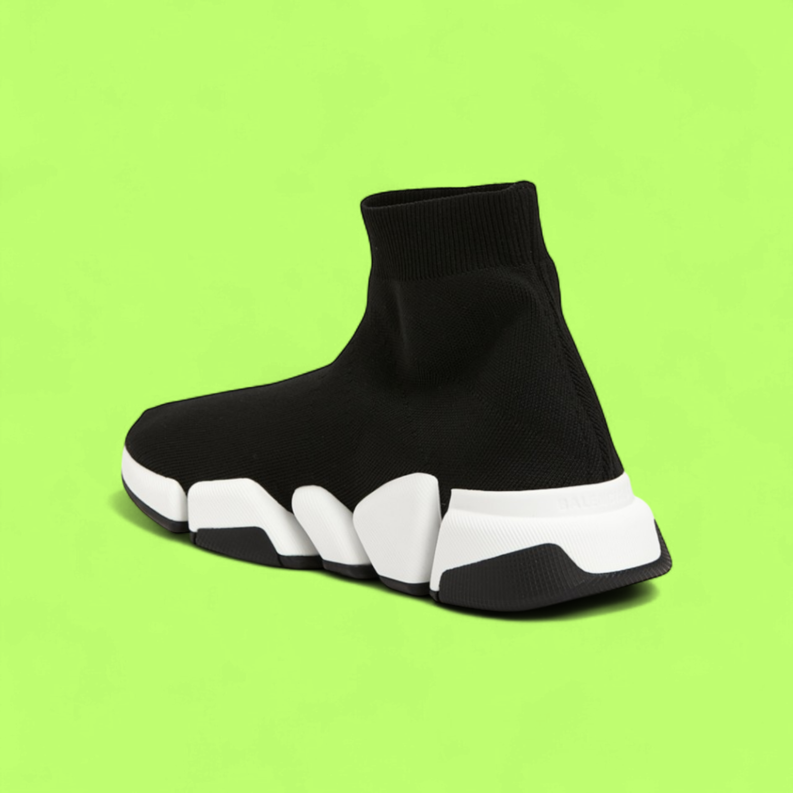 BALENCIAGA SPEED TRAINER KNIT BLACK WHITE SOLE SNEAKERS