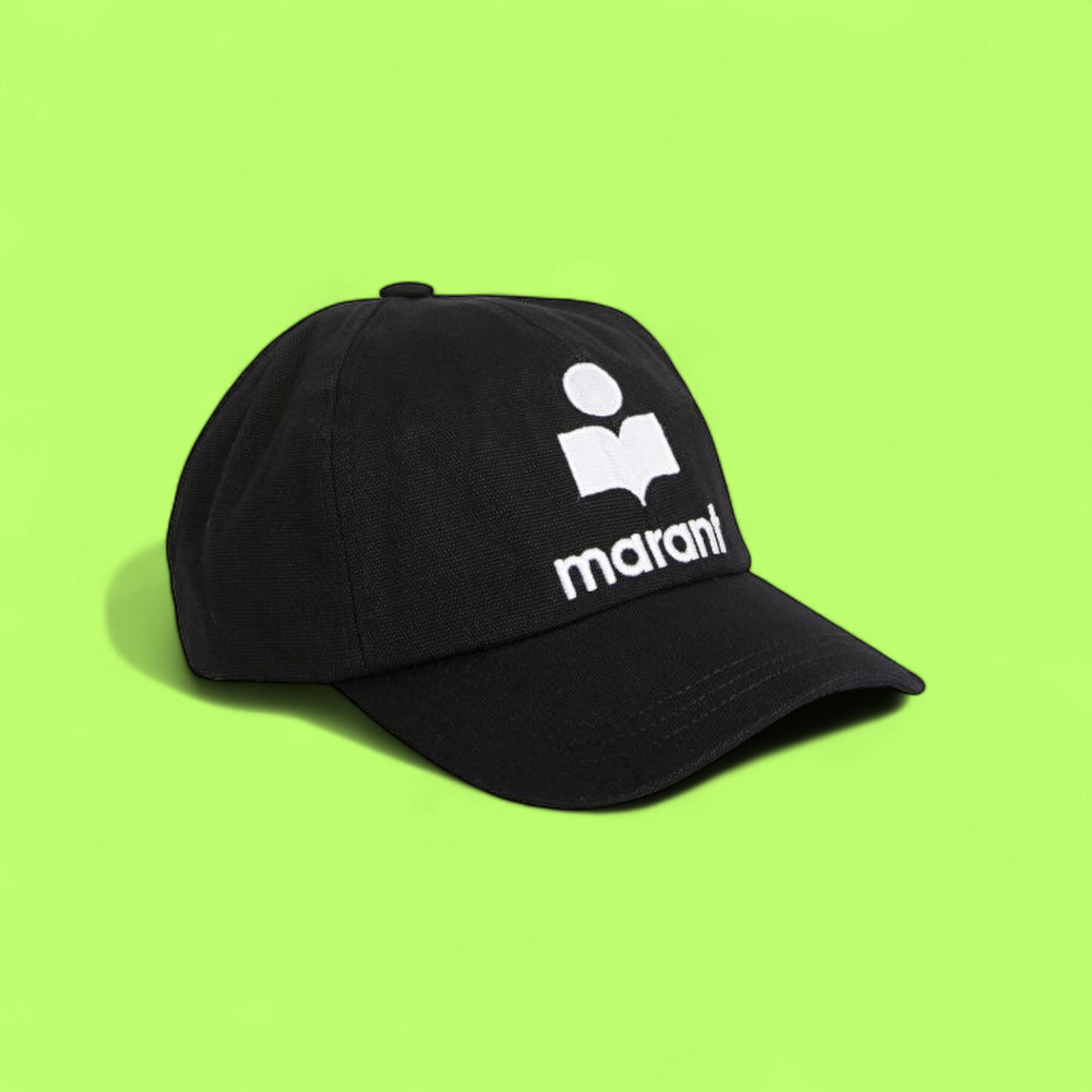 ISABEL MARANT BLACK CAP WITH LARGE WHITE LOGO AND BRAND