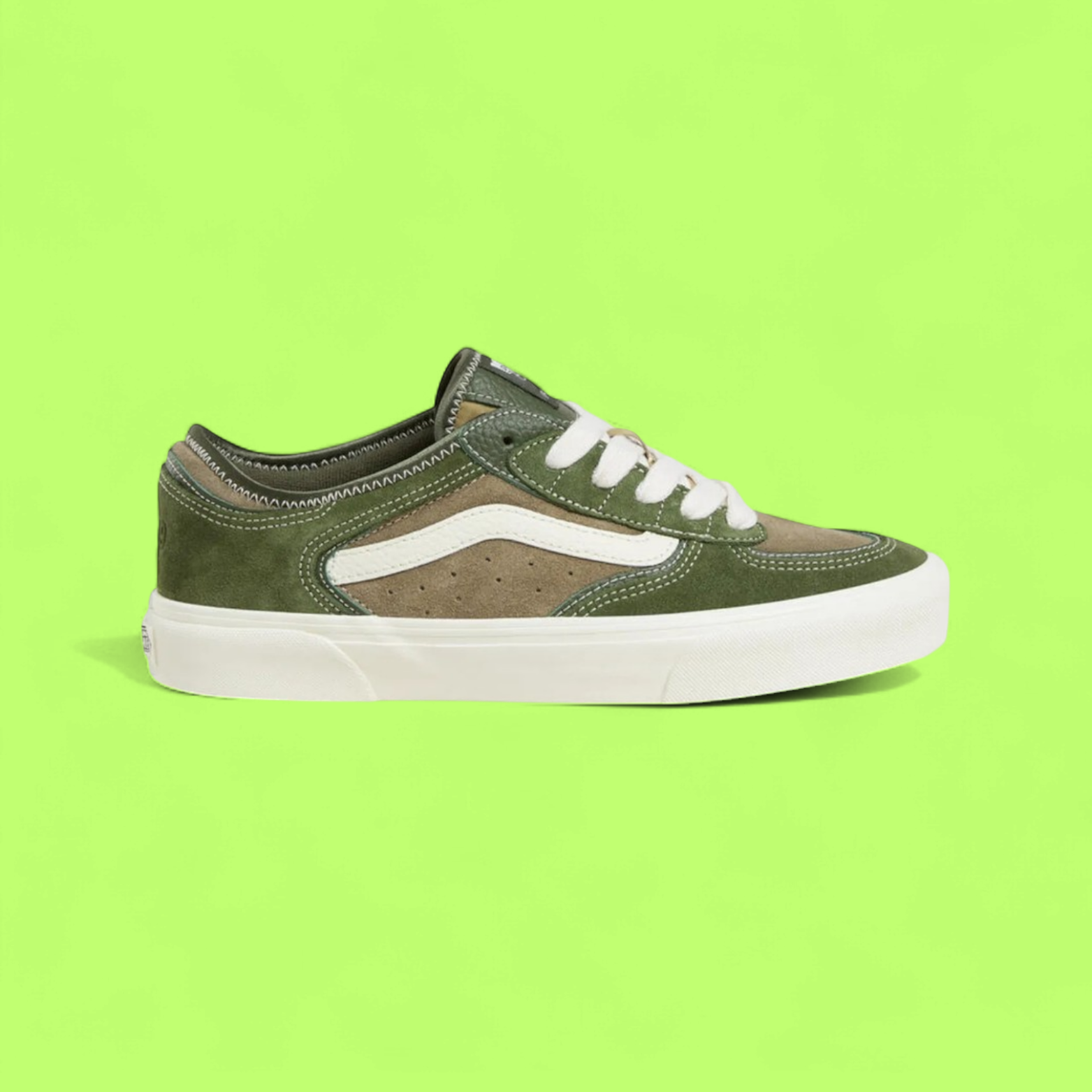 VANS ROWLEY CLASSIC MEN'S GREEN SUEDE AND CANVAS SKATE SNEAKERS