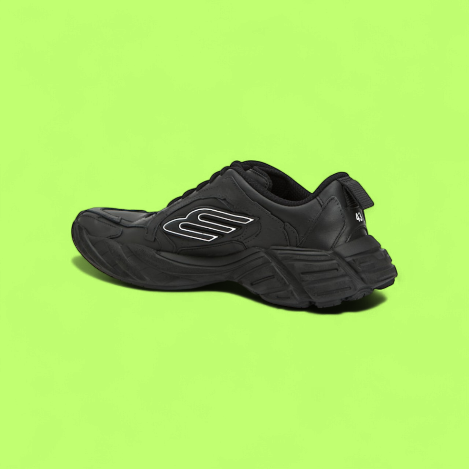 BALENCIAGA DEFENDER BLACK LEATHER SNEAKERS WITH FUTURISTIC