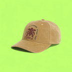 BEIGE BASEBALL CAP WITH PALM TREE AND FRENCH TEXT EMBROIDERY