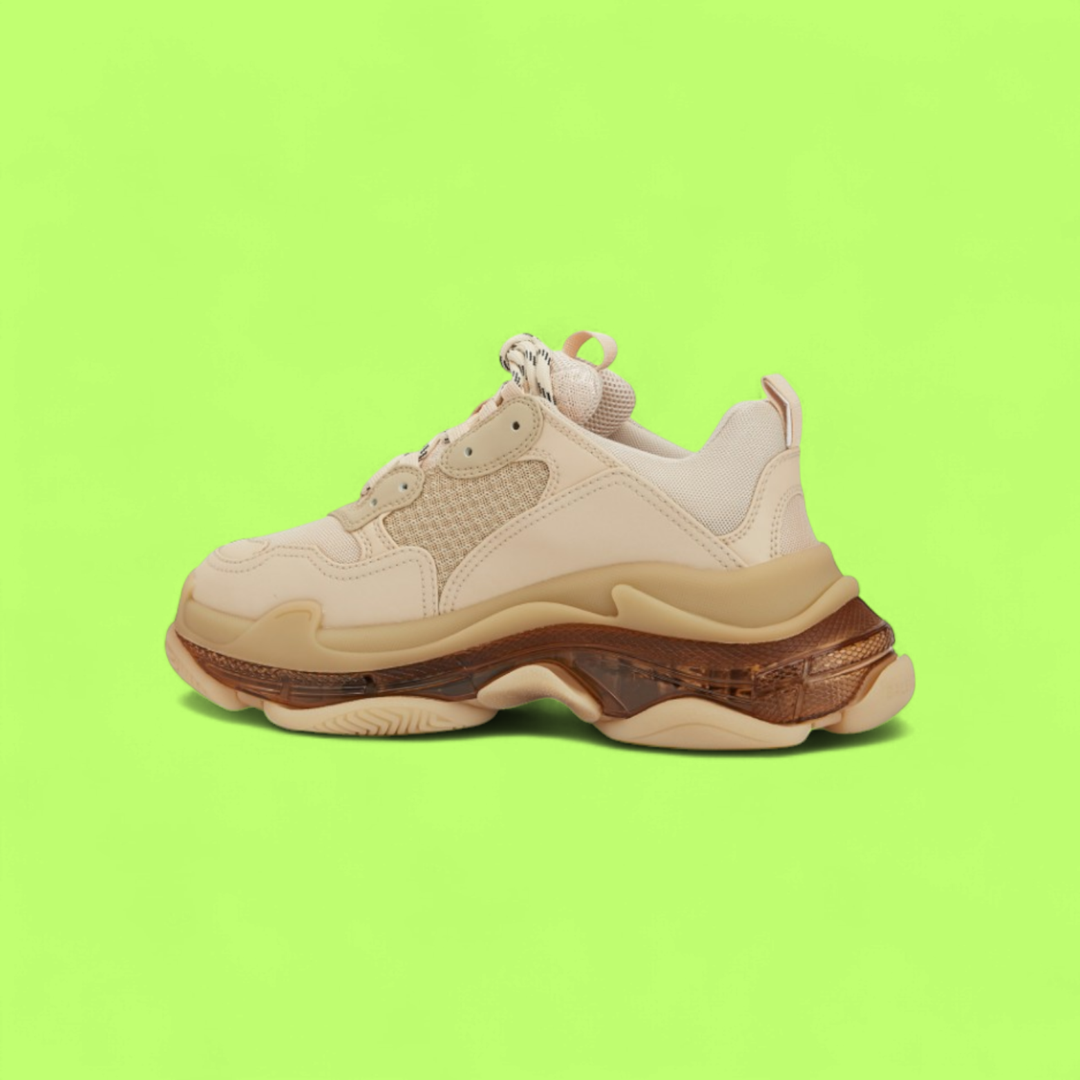 BALENCIAGA TRIPLE S BEIGE BROWN CHUNKY LUXURY SNEAKERS
