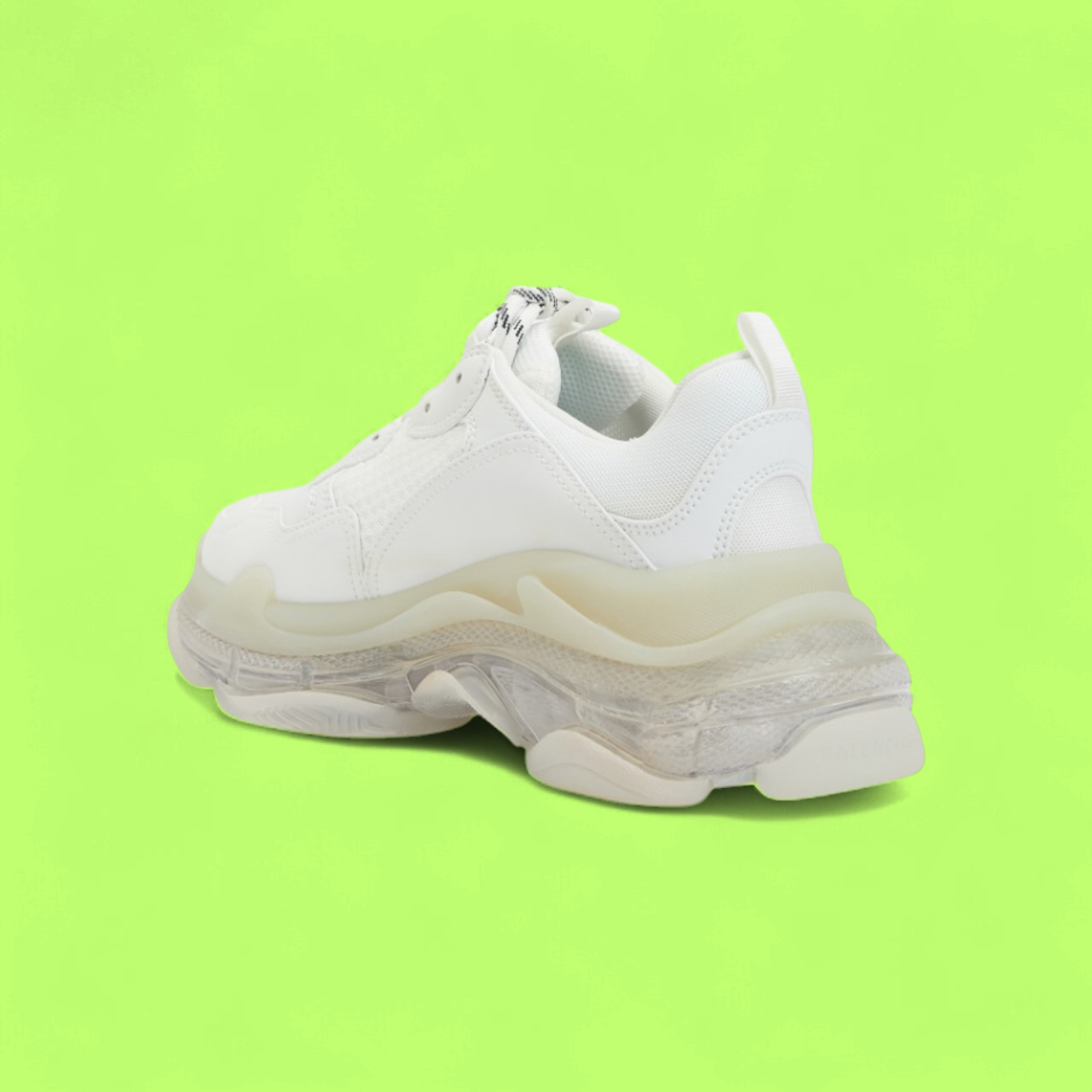 BALENCIAGA TRIPLE S WHITE TRANSLUCENT SOLE CHUNKY SNEAKERS