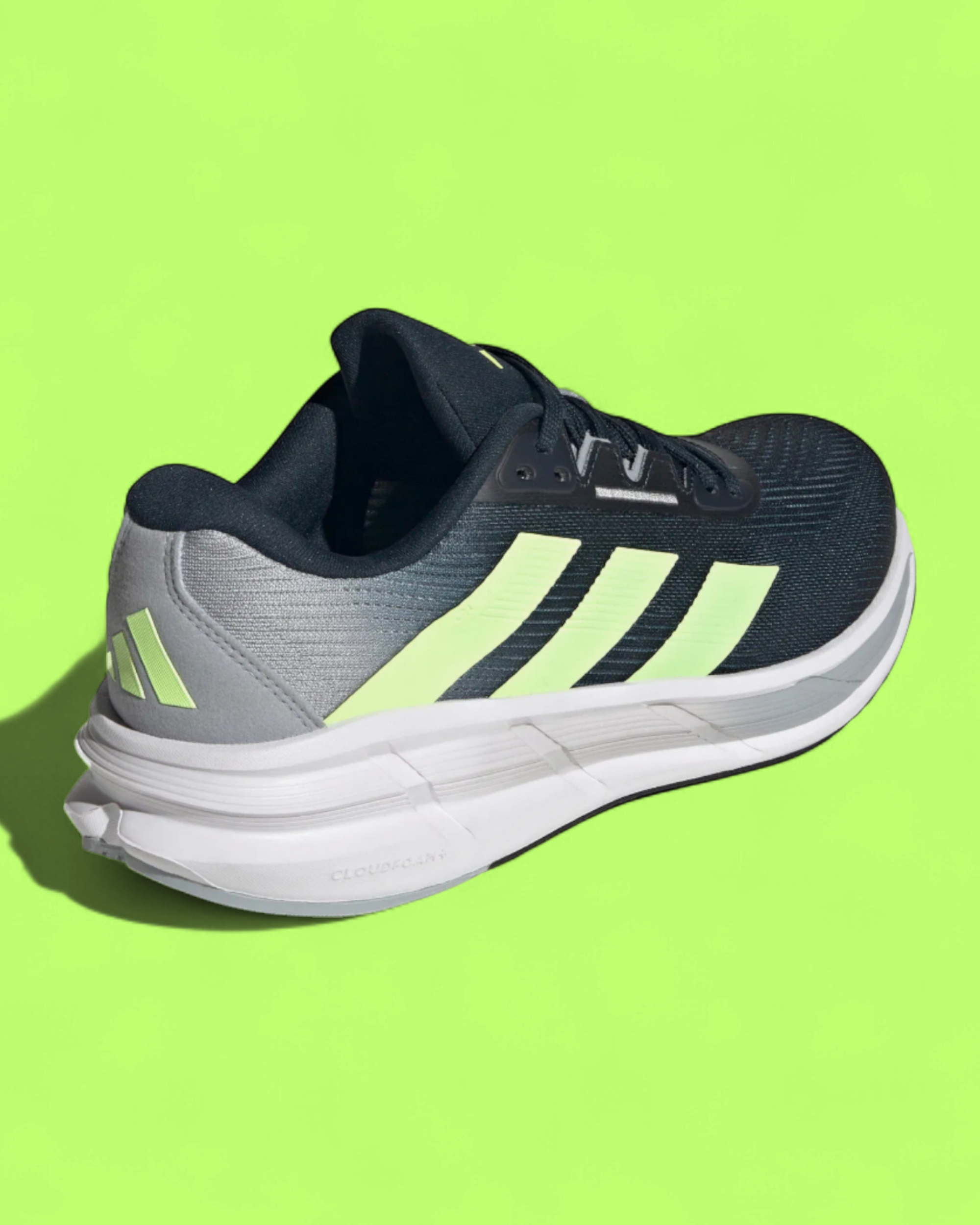 ADIDAS DURAMO RUNNING SHOES BLACK GREEN NEON STRIPES CWCD