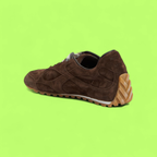 BOTTEGA VENETA BROWN SUEDE LOW TOP GUM SOLE CASUAL SNEAKERS