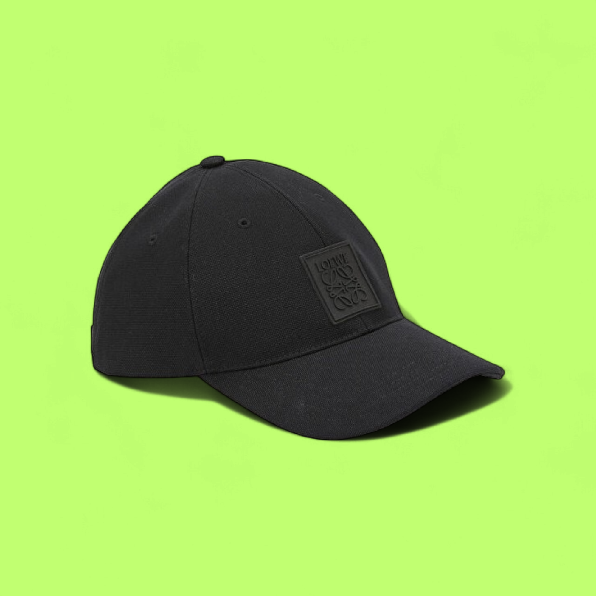LOEWE BLACK CAP WITH EMBOSSED ANAGRAM LOGO PATCH CWCD