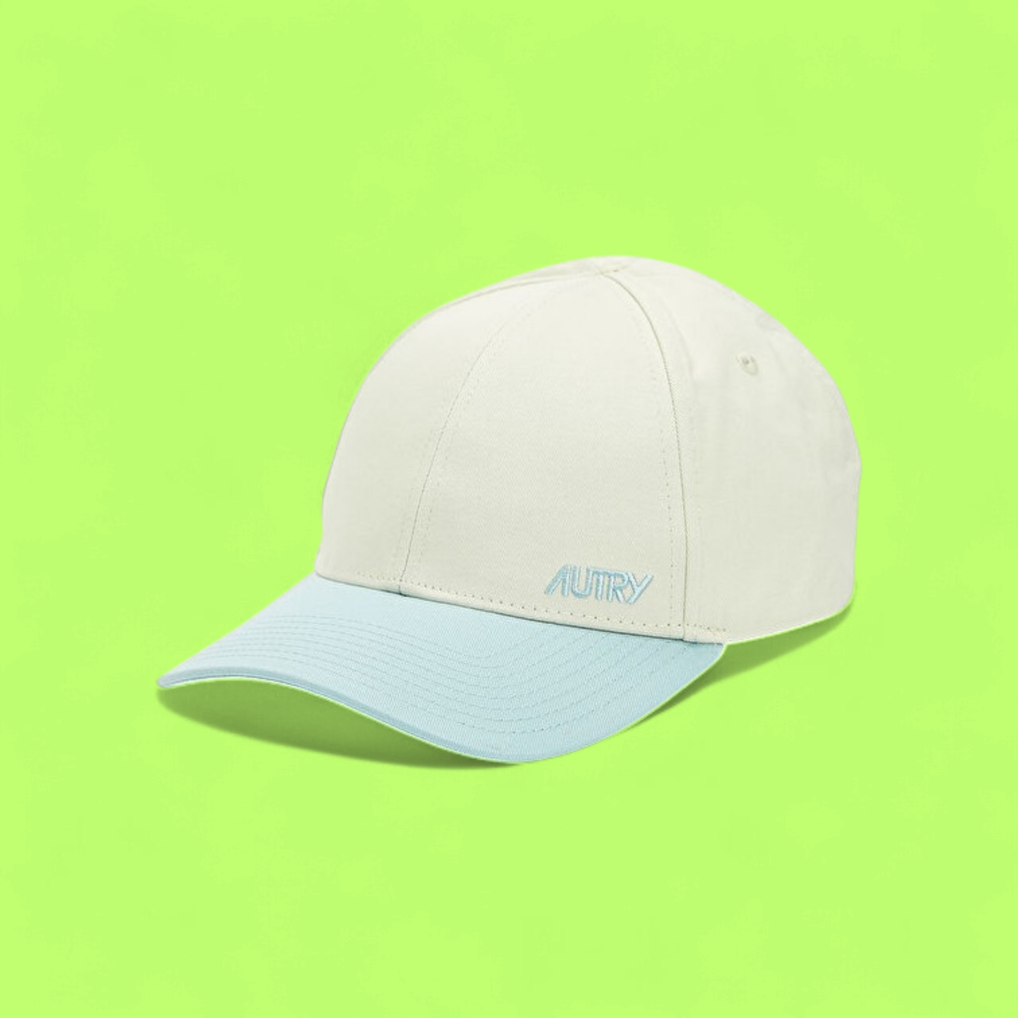 AUTRY WHITE AND LIGHT BLUE BASEBALL CAP WITH EMBROIDERY