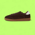 BROWN ACADEMIA SUEDE SNEAKERS WITH WHITE HEEL DETAIL AND SOLE