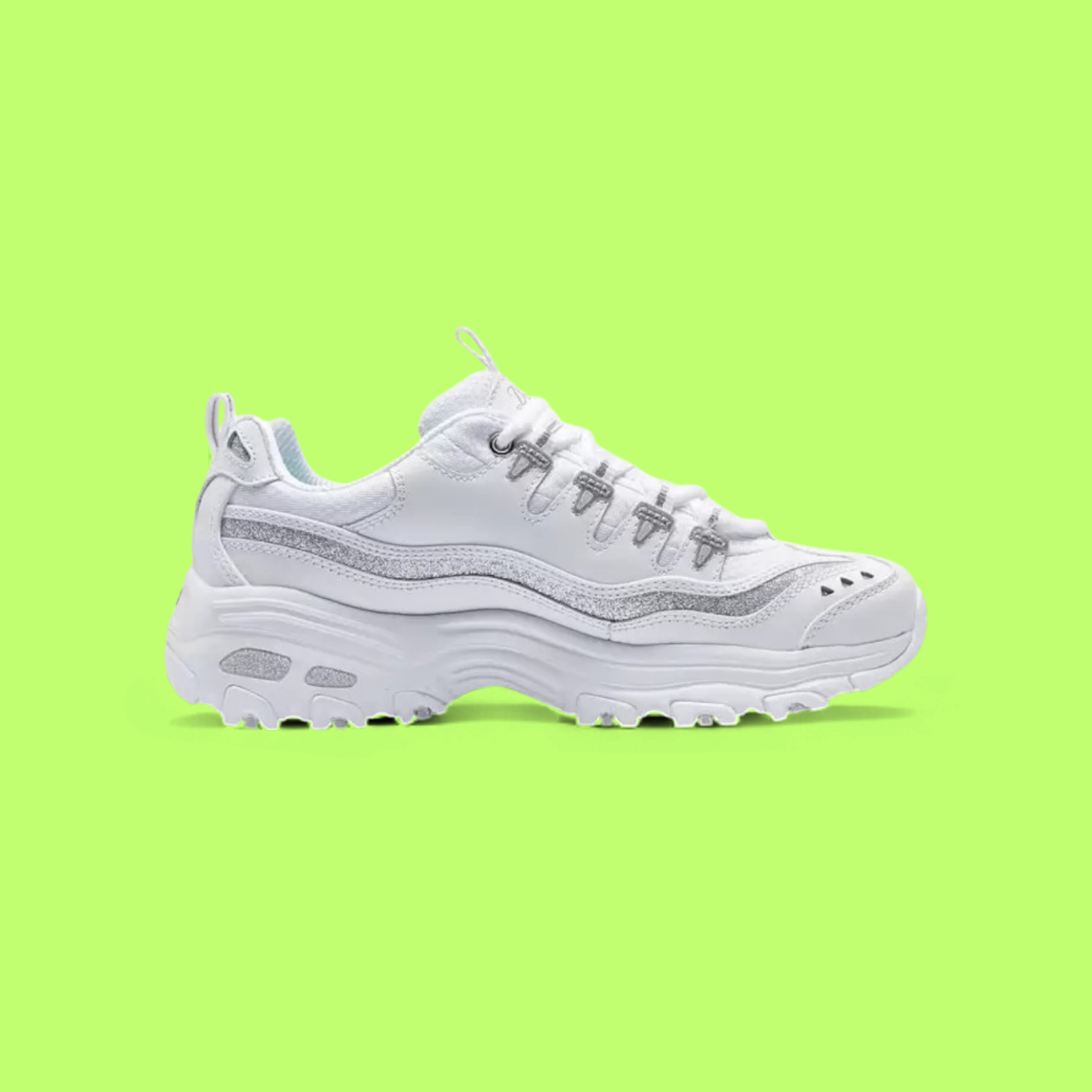 SKECHERS D’LITES “SILVER WHITE” CHUNKY COMFORT SNEAKER ICON