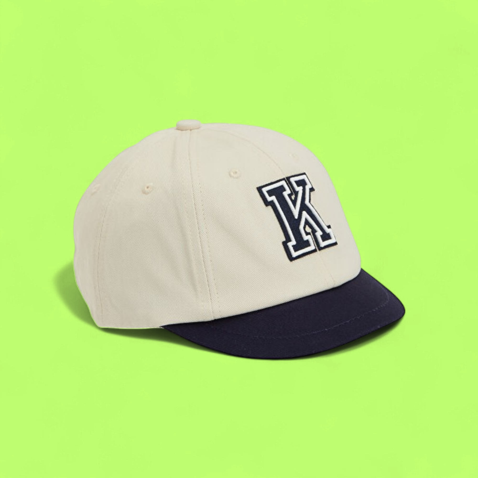 KENZO BEIGE AND NAVY BASEBALL CAP WITH EMBROIDERED K LOGO