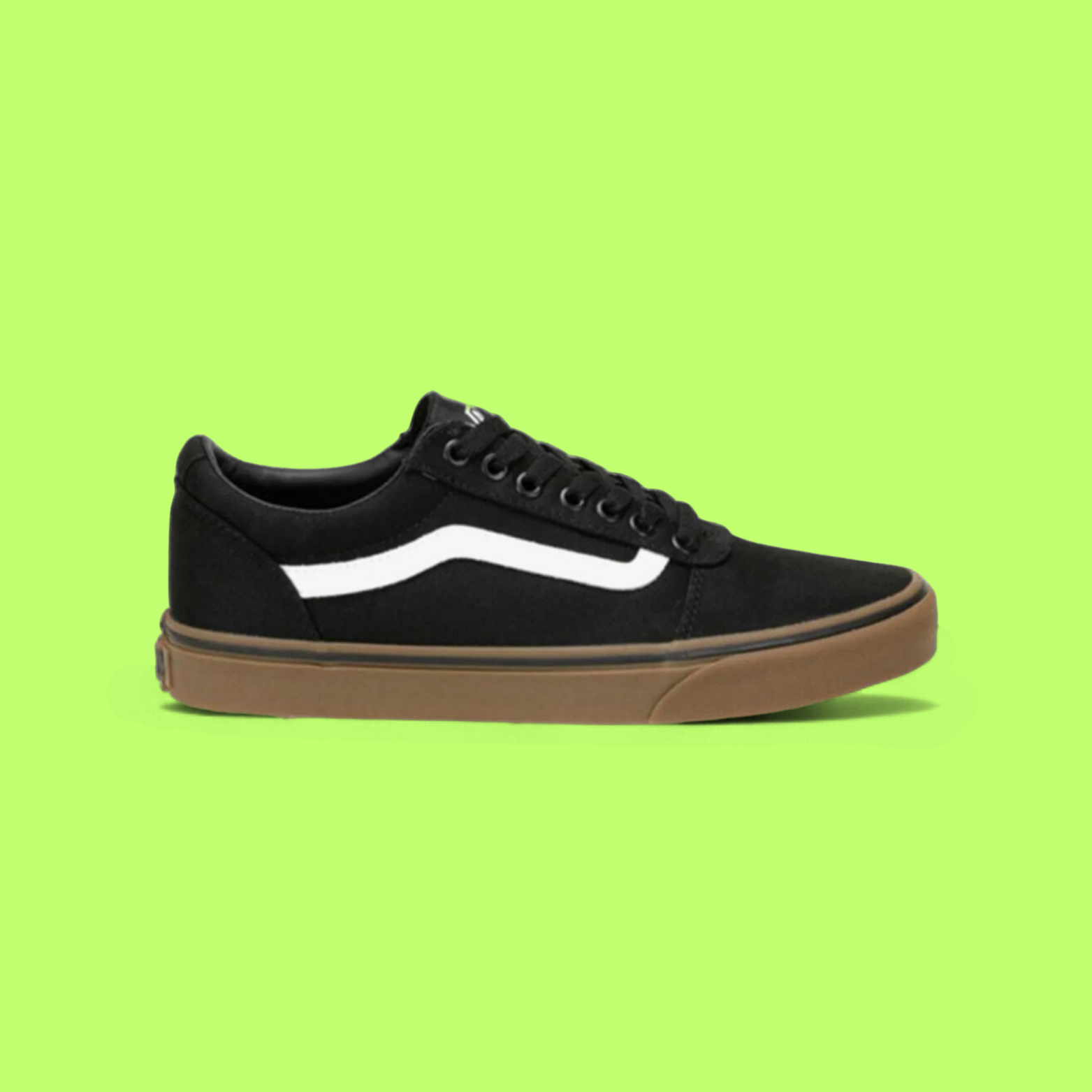VANS WARD MEN'S BLACK CANVAS AND SUEDE LOW-TOP SKATE SNEAKERS