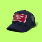 JOHN HATTER NAVY MESH CAP WITH WHO’S YOUR DADDY PLATE