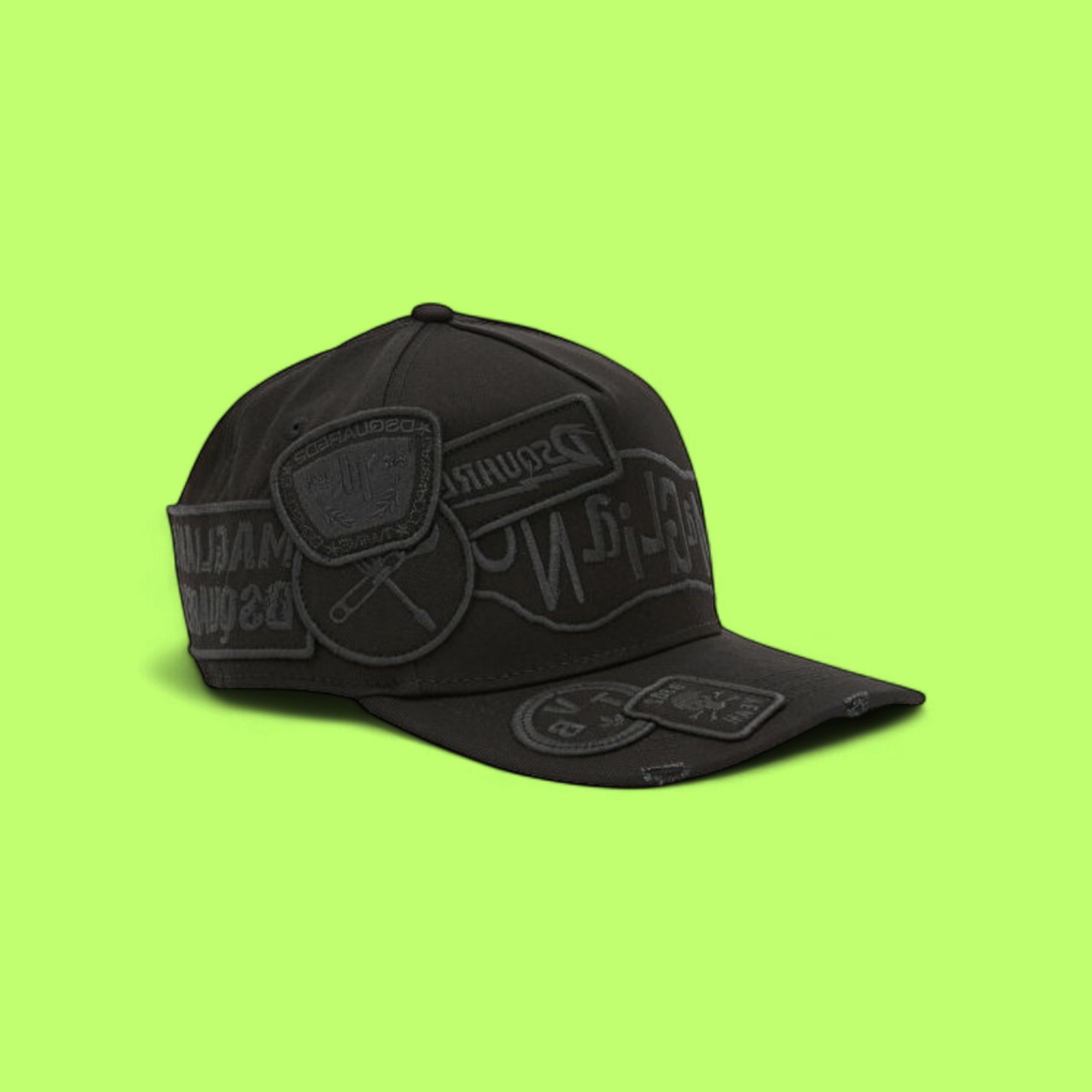 BLACK PATCHWORK CAP WITH MAGLIANO INSPIRED DETAILS CWCD
