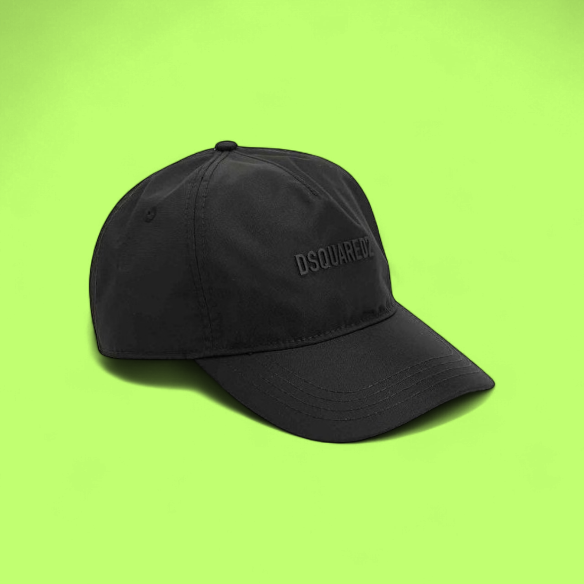 BLACK CAP WITH TONAL EMBROIDERED LOGO AND MINIMAL DESIGN