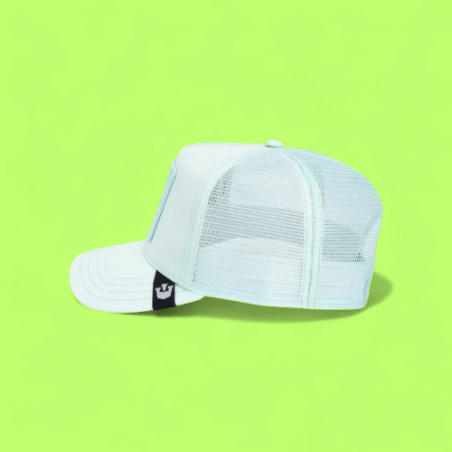 QUEEN BEE LIGHT BLUE TRUCKER HAT WITH EMBROIDERED PATCH