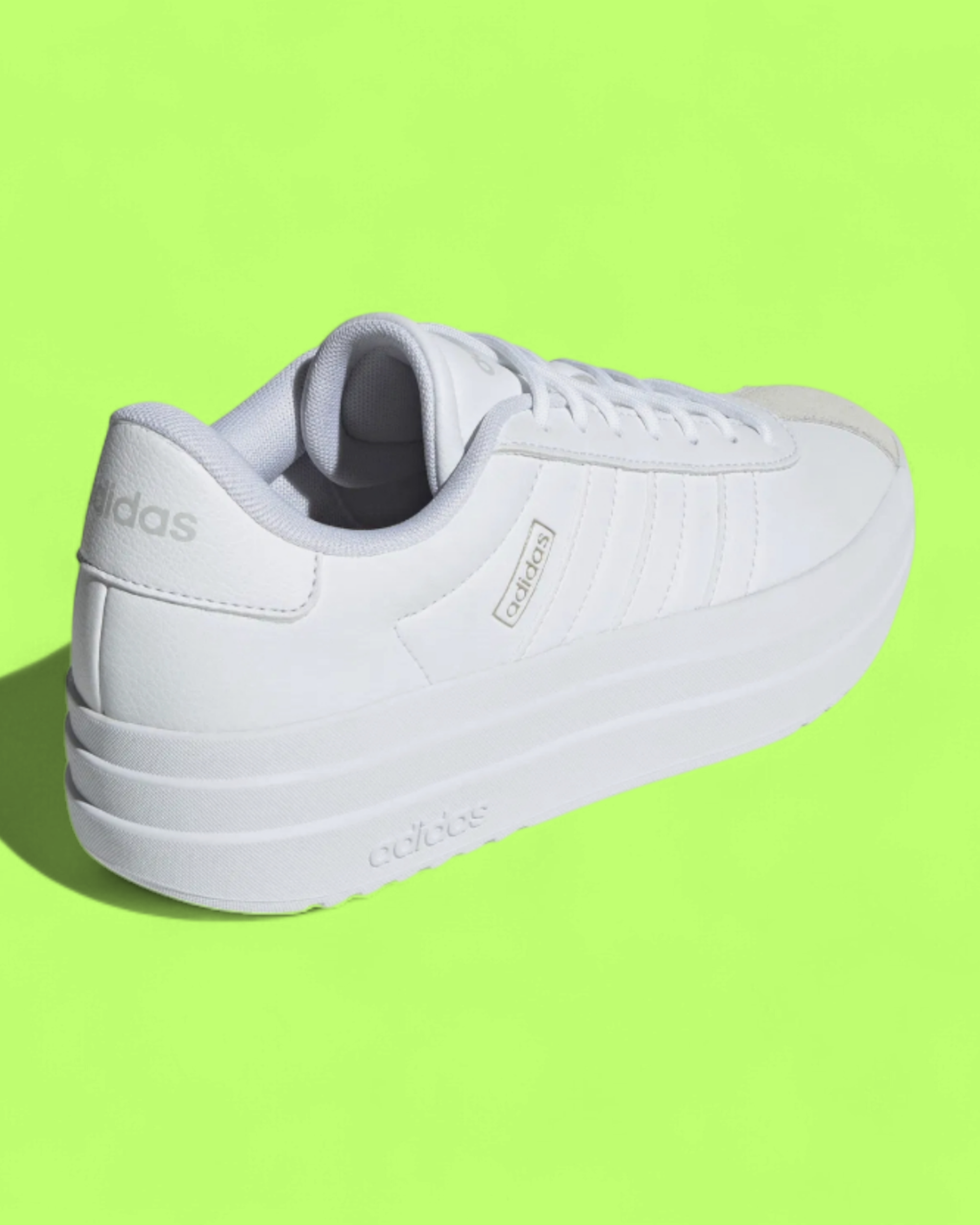 ADIDAS VL COURT PLATFORM WHITE LEATHER SNEAKERS CASUAL STYLE