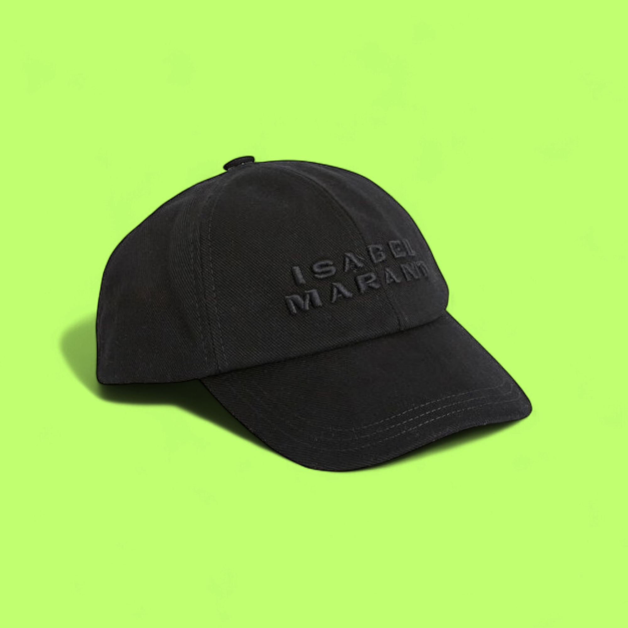 ISABEL MARANT BLACK CAP WITH TONAL EMBROIDERED LOGO DETAIL