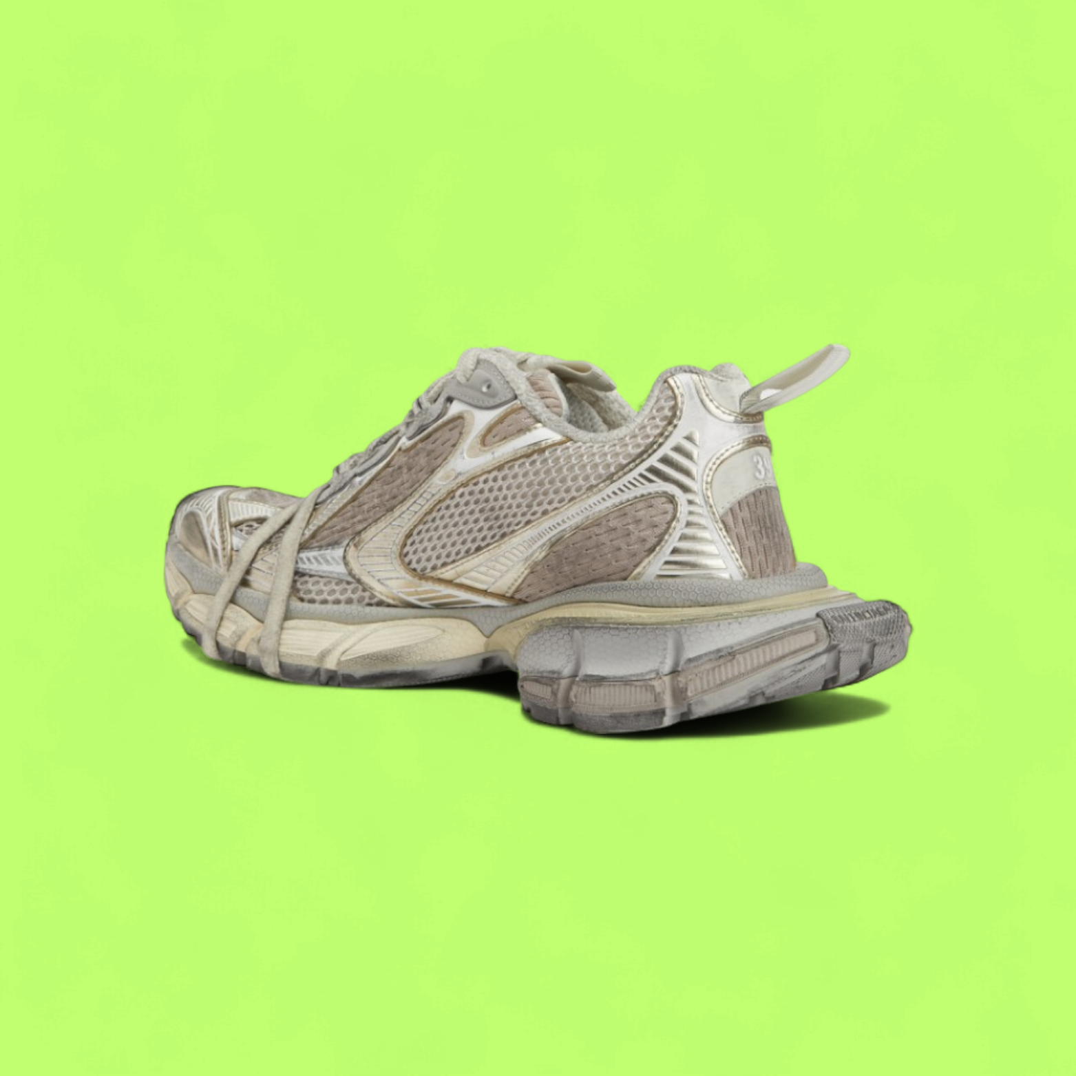 BALENCIAGA TRACK USED EFFECT BEIGE MESH SNEAKERS CWCD