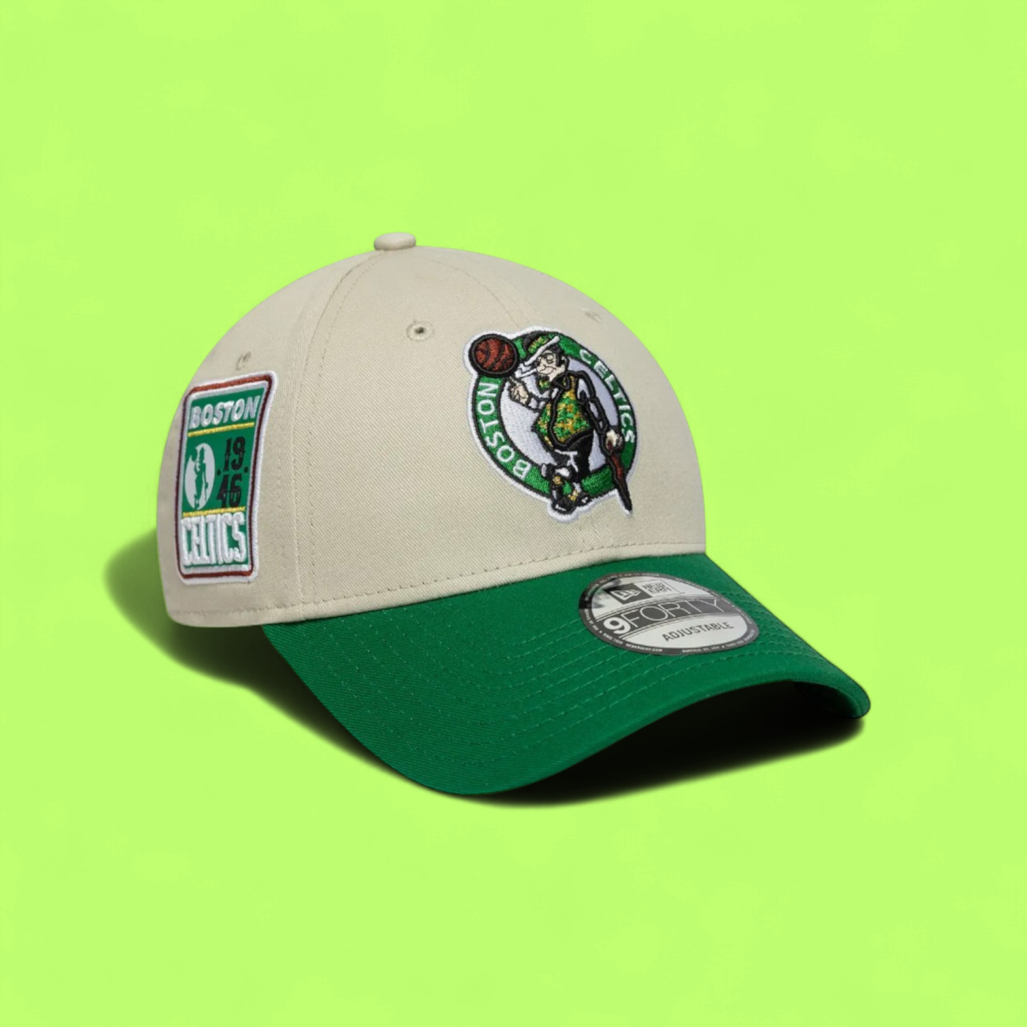 BOSTON CELTICS BEIGE AND GREEN CAP WITH TEAM EMBLEM CWCD