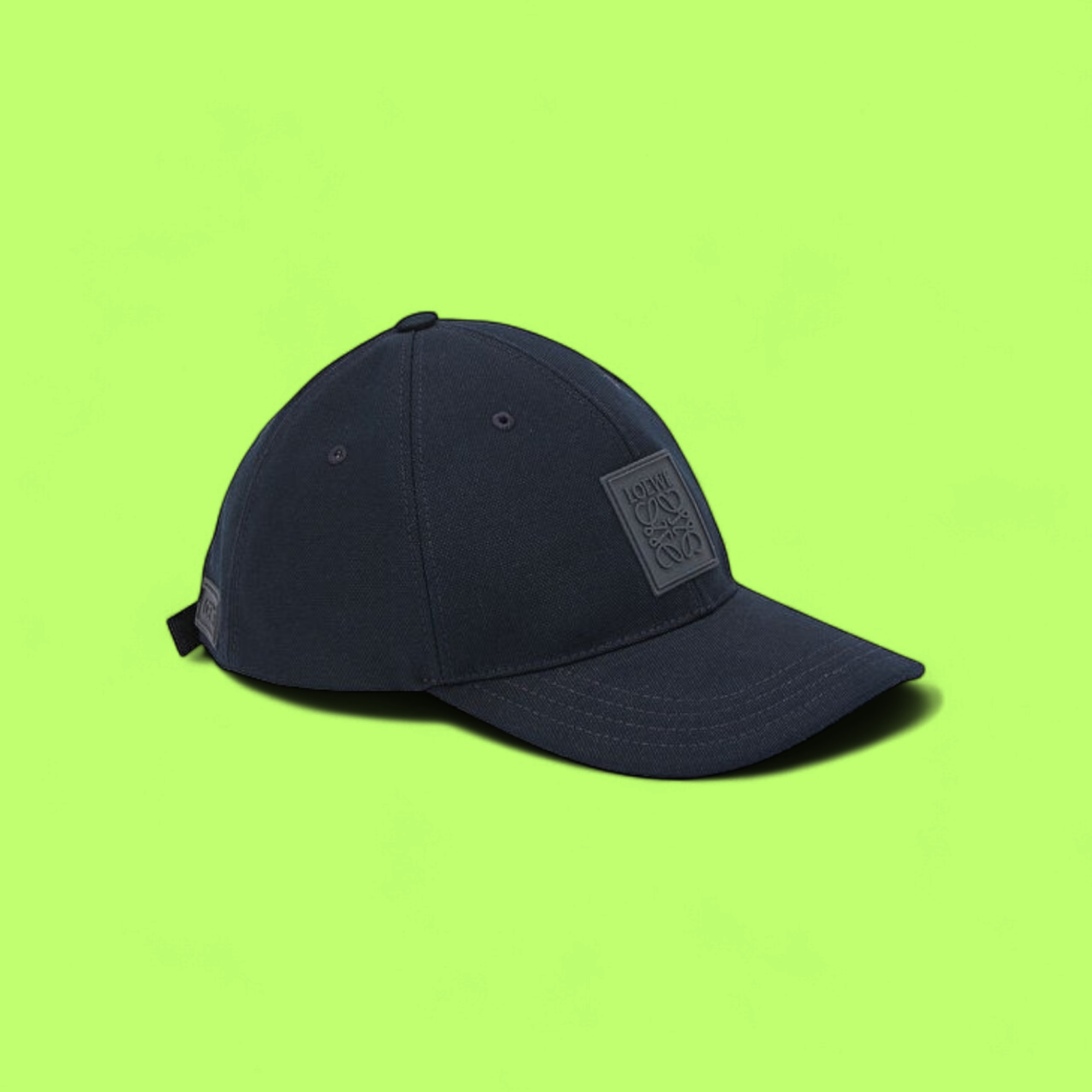 LOEWE NAVY BLUE CAP WITH EMBOSSED ANAGRAM LOGO PATCH CWCD