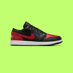 NIKE JORDAN AIR 1 LOW MEN'S BLACK RED LEATHER BASKETBALL SNEAKERS