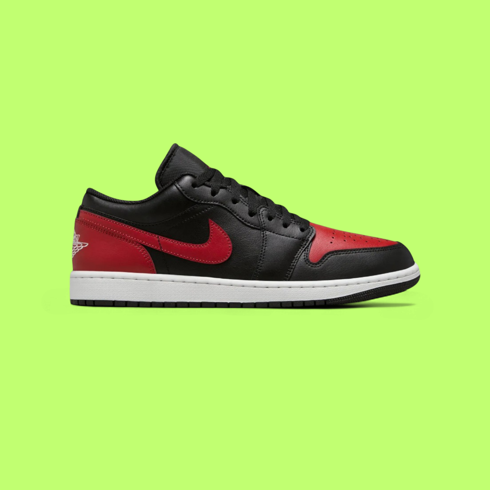 NIKE JORDAN AIR 1 LOW MEN'S BLACK RED LEATHER BASKETBALL SNEAKERS
