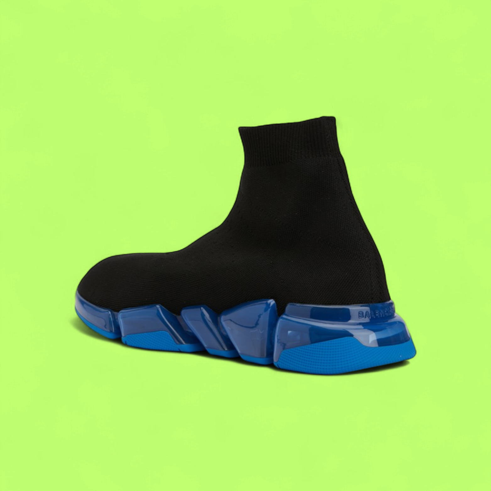 BALENCIAGA SPEED 3.0 BLACK KNIT SNEAKERS WITH BLUE SOLE CWCD