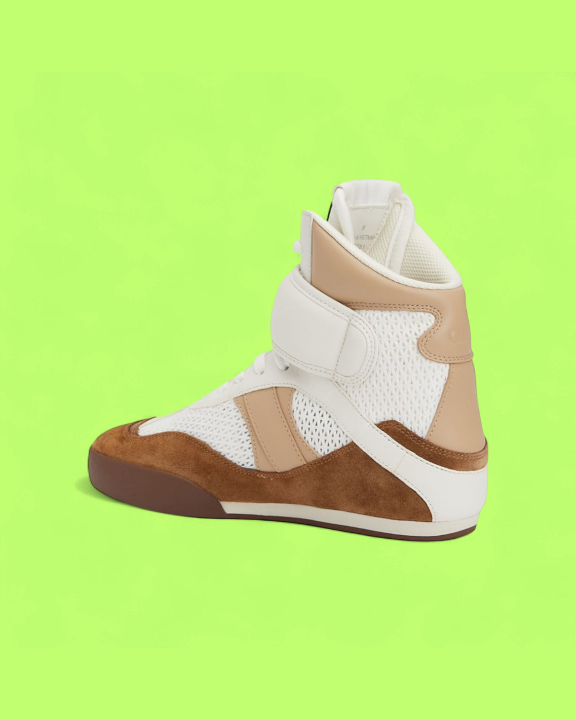CHLOE HIGH TOP SNEAKER WHITE BEIGE BROWN WITH VELCRO STRAP