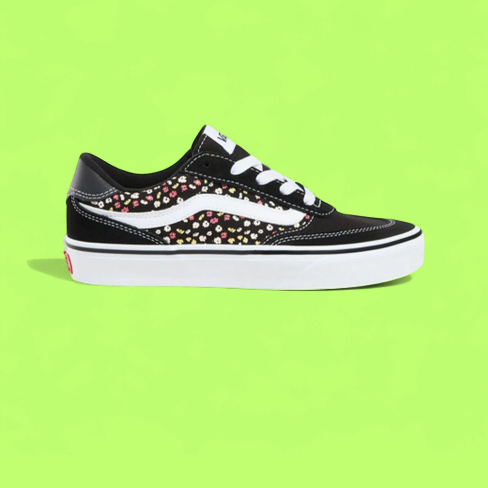 VANS OLD SKOOL BLACK FLORAL PRINT WHITE STRIPE SNEAKERS DROPZZ