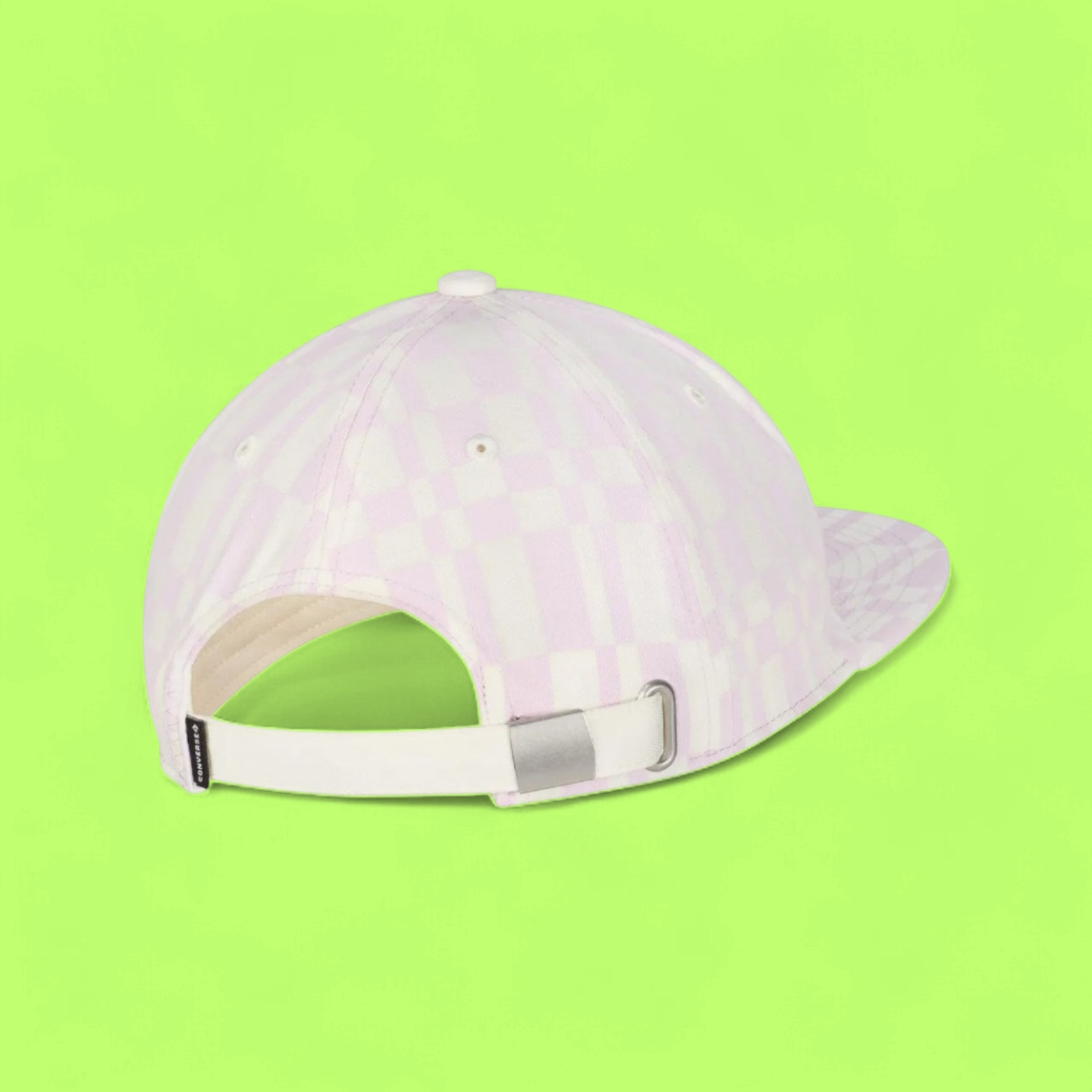 PASTEL PINK CHECKERED CONVERSE CAP WITH PATCH LOGO