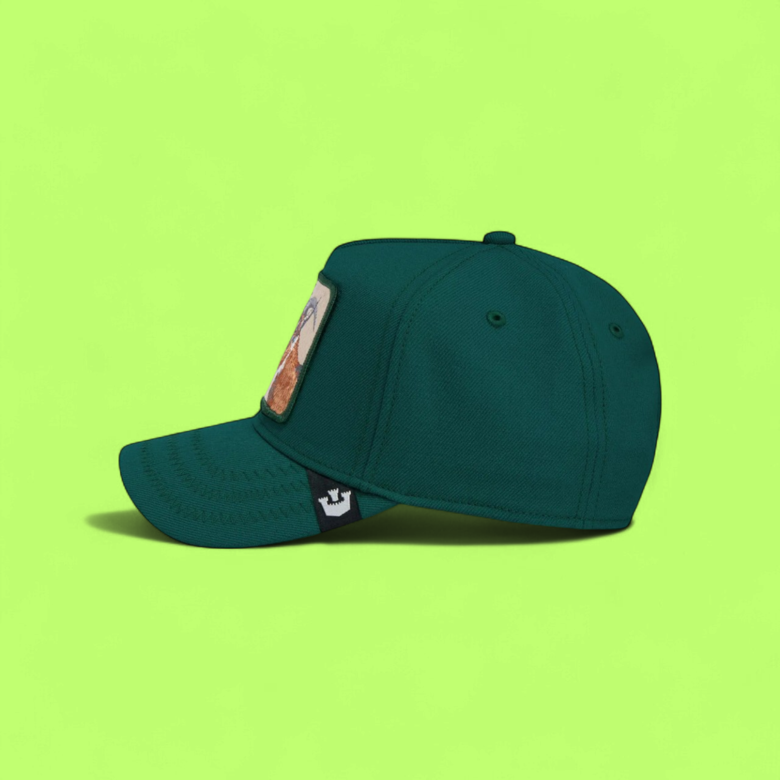 GREEN GOAT BASEBALL CAP WITH EMBROIDERED G.O.A.T. PATCH