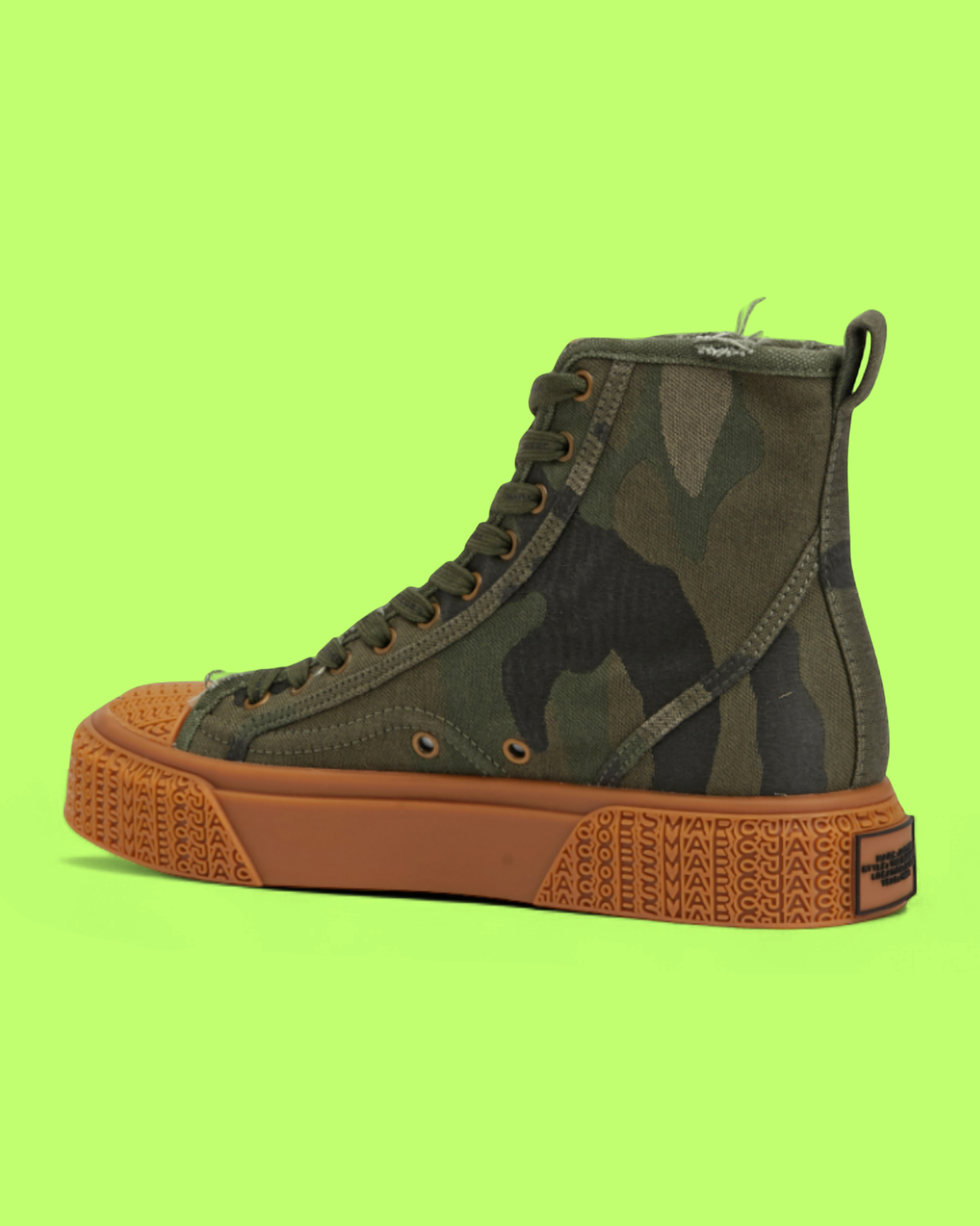 MARC JACOBS CAMO HIGH TOP CANVAS SNEAKER GUM SOLE DROPZ