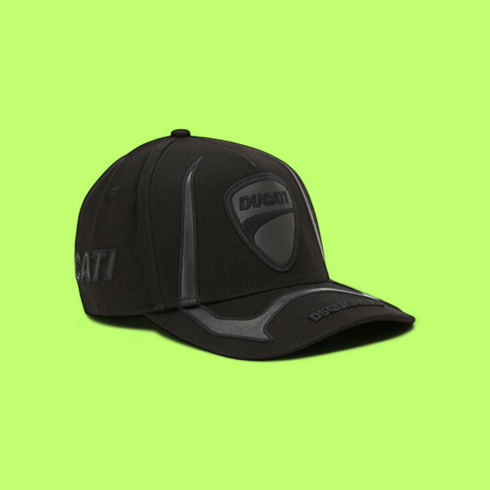 BLACK CAP WITH EMBOSSED DUCATI INSPIRED LEATHER PATCH CWCD
