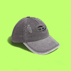 GREY DISTRESSED CAP WITH WORN EFFECT AND PATCHED FRONT