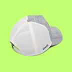GREY CHECKED TRUCKER CAP WITH PLAYER CAT EMBROIDERY PATCH