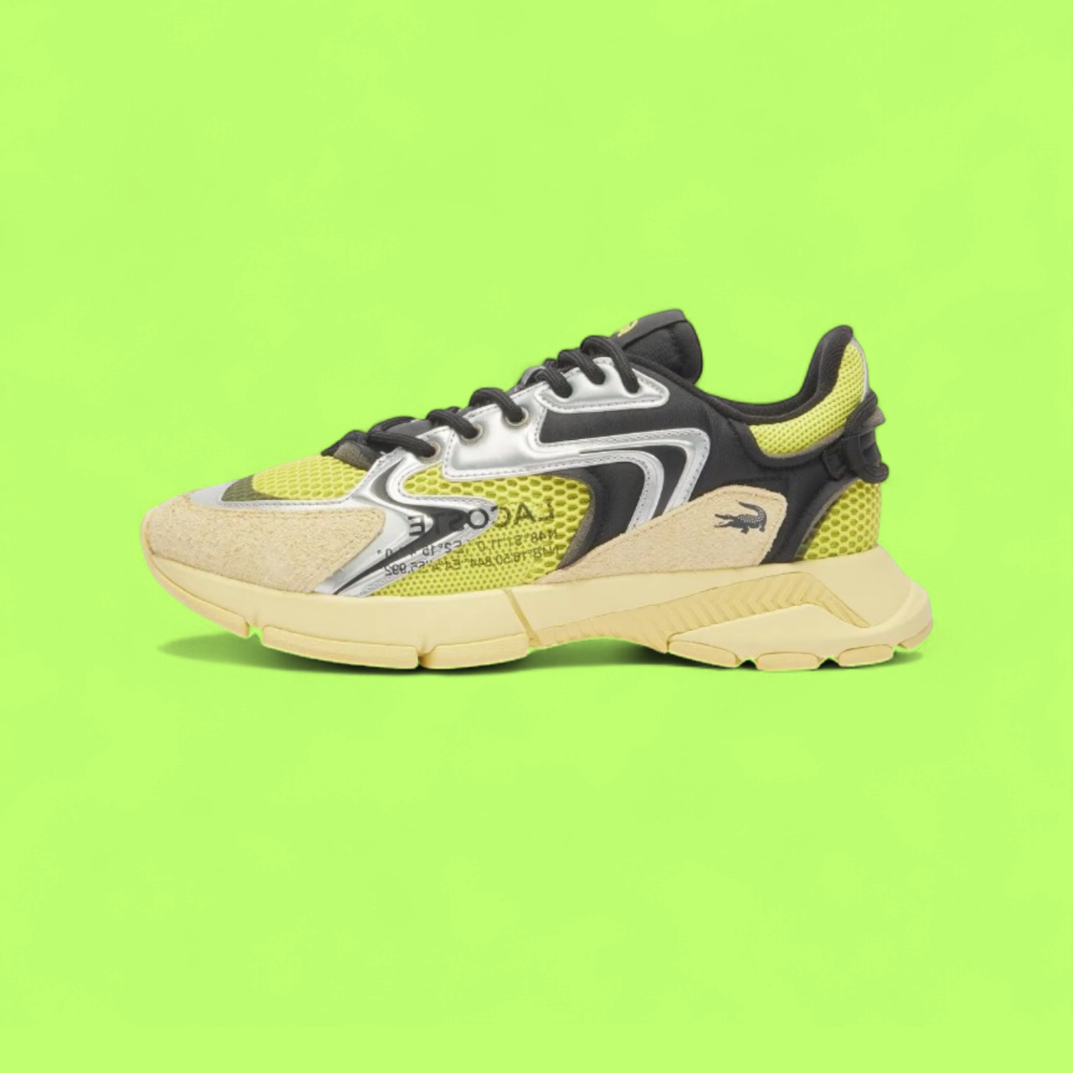 LACOSTE L003 NEO MEN'S YELLOW MESH AND LEATHER CASUAL SNEAKERS