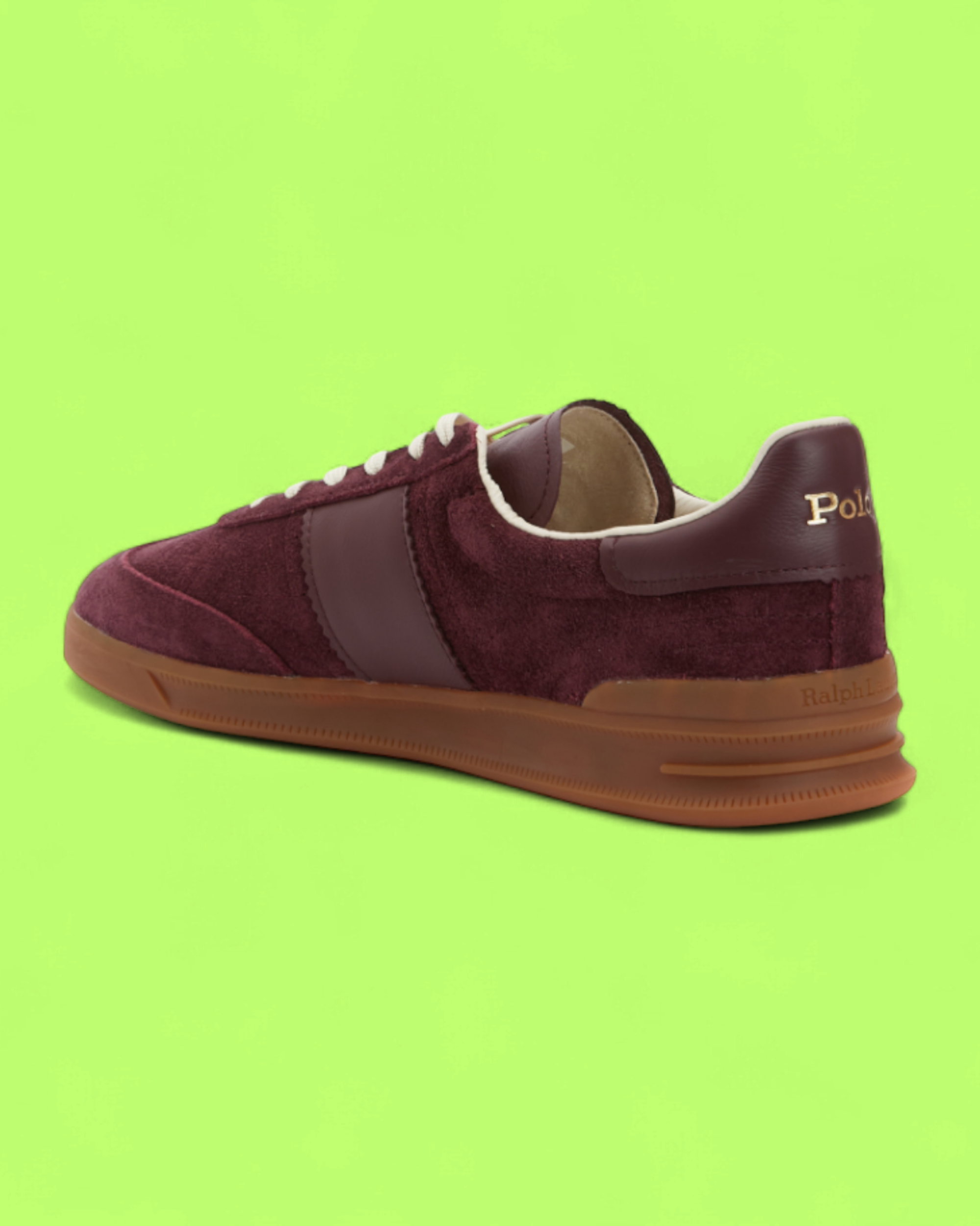 POLO RALPH LAUREN BURGUNDY SUEDE GUM SOLE CASUAL SNEAKERS