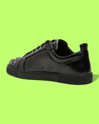 CHRISTIAN LOUBOUTIN LOUIS JUNIOR SPIKES BLACK PATENT SNEAKER