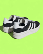 ADIDAS GAZELLE BOLD PLATFORM BLACK WHITE SUEDE SNEAKERS CWCD