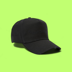 BLACK CAP WITH SCRIPT EMBROIDERY AND ELEGANT TONAL DESIGN